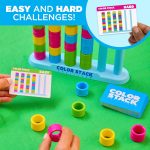 Color Stack Challenge by Relatable – A Fast-Paced Color Matching Puzzle Game for Fun Parties and Family Game Night. Includes 2 Stack Racks, 50 Challenge Cards, 80 Rings & Instructions - Image 6