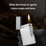 Classic Ligne 2 Style Brass Lighter – Iconic “Ping” Sound (Sliver) | Adjustable Single Soft Flame, Refillable Butane, Luxury Gift for Him–Anniversary, Birthday - Image 4