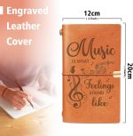 Music Lover Gifts for Women Men, Music Journal Notebook | Engraved with “Music Is What Feelings Sound Like” Quote, Refillable Leather Writing Journal for Musician, Teacher, Songwriter - Image 4