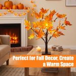 S-Union 24-inch LED Lighted Maple Tree with 6 Acorns for Thanksgiving Decorations - Image 8