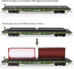 Evemodel C8741U 2pcs HO Scale 1:87 52' Flat Car Flatbed Transporter U.S.Army 52ft Model Train Container Carriage Freight Car - Image 4