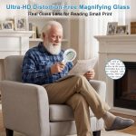 Nazano Magnifying Glass with 12 LED Lights for Senior Reading, 10X | Ultra-clear Handheld Reading Magnifier for Seniors, Macular Degeneration, Close Work, Coins & Pill Bottles - Image 4