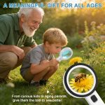 Nazano Magnifying Glass with 12 LED Lights for Senior Reading, 10X | Ultra-clear Handheld Reading Magnifier for Seniors, Macular Degeneration, Close Work, Coins & Pill Bottles - Image 6