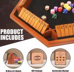 Toidgy 1-6 Players Shut The Box Dice Games, Wooden Board Table Math Game with 16 Dice and Instructions, Classics Close The Box Board Game for Adults Kids, Family Classroom Home or Bar - Image 3