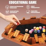 Toidgy 1-6 Players Shut The Box Dice Games, Wooden Board Table Math Game with 16 Dice and Instructions, Classics Close The Box Board Game for Adults Kids, Family Classroom Home or Bar - Image 6