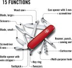 Victorinox Huntsman Swiss Army Knife, 15 Functions, Swiss Made Pocket Knife with Large Blade, Screwdriver, Scissors and Wood Saw - Red - Image 5