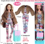 6 Pack Fashion 11.5 inch American Toy Prinecess Dolls Playset with Outfits Dress Design and Accessories Like Handbag Hat Crown Necklace Suitcase (Gift Box Package) - Image 4