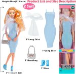6 Pack Fashion 11.5 inch American Toy Prinecess Dolls Playset with Outfits Dress Design and Accessories Like Handbag Hat Crown Necklace Suitcase (Gift Box Package) - Image 5