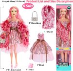 6 Pack Fashion 11.5 inch American Toy Prinecess Dolls Playset with Outfits Dress Design and Accessories Like Handbag Hat Crown Necklace Suitcase (Gift Box Package) - Image 7