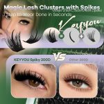 KEYYOU Lash Clusters with Spikes - 200D Volume Wispy Manga Lash Clusters | 12-20mm D Curl DIY Eyelash Extensions,Fairy Eyelash Clusters for Fluffy Anime Look & Professional Salon Finish - Image 10