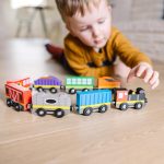 Melissa & Doug Wooden Train Cars, 8-Piece Magnetic Train Set with Toy Storage Tray, Steam Engine, Caboose, Coal & Passenger Cars, Montessori-Inspired Pretend Play Toys for Kids Ages 3+ - Image 3