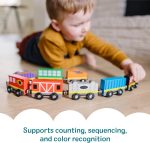 Melissa & Doug Wooden Train Cars, 8-Piece Magnetic Train Set with Toy Storage Tray, Steam Engine, Caboose, Coal & Passenger Cars, Montessori-Inspired Pretend Play Toys for Kids Ages 3+ - Image 6