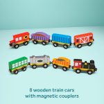 Melissa & Doug Wooden Train Cars, 8-Piece Magnetic Train Set with Toy Storage Tray, Steam Engine, Caboose, Coal & Passenger Cars, Montessori-Inspired Pretend Play Toys for Kids Ages 3+ - Image 7