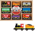 Melissa & Doug Wooden Train Cars, 8-Piece Magnetic Train Set with Toy Storage Tray, Steam Engine, Caboose, Coal & Passenger Cars, Montessori-Inspired Pretend Play Toys for Kids Ages 3+ - Image 11