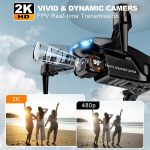 Drone with Camera for Adults, 2K HD FPV Drones with Upgrade Altitude Hold, One-Key Take Off/Landing, Speed Adjustment, Headless Mode, 2 Batteries, Toys Gifts for Teen Boys Girls, Beginner - Image 4