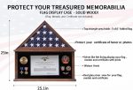 Burial Flag Display Case Wooden Walnut Finish for 5x9.5 Military Flag | Wooden frame,transparent real glass,walnut finish,wall desktop use,for military flag medal certificate display - Image 4