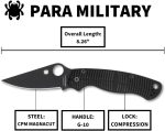 Spyderco Para Military 2 Salt Folding Pocket Knife, PlainEdge | 8.26" Overall Length, 3.45" CPM MagnaCut Steel Blade, G-10 Handle, Compression, Full-Flat Grind - Image 5