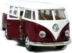 KiNSMART 1962 Volkswagen Classic Bus 1:32 Scale 5" Die Cast Metal Model Toy Van Pullback Acation (Maroon) - Image 3