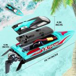 BEZGAR HJ816 18 Inch 55 KPH Big Brushless RC Boat for Adults | 55 KPH Speed & Brushless Motor; 2500mAh Battery; Waterproof Hull; Large RC Boat for Lakes; Green - Image 4