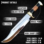 14" Crocodile Dundee Bowie Knife with Sheath-Hunting Knife with Sheath-Mirror Polished Survival Tactical Knife,Cuchillos de caza for Camping, Outdoor, Bushcraft- Knives for Men - Image 4