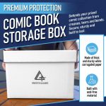 Premium Short Comic Book Storage Box Organizer with Lid | Thick Cardboard Comic Storage Box For Collectibles Fits 150-175 Current/Silver Age, Heavy Duty & Stackable. - Image 3