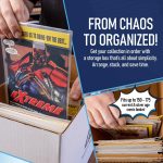 Premium Short Comic Book Storage Box Organizer with Lid | Thick Cardboard Comic Storage Box For Collectibles Fits 150-175 Current/Silver Age, Heavy Duty & Stackable. - Image 5