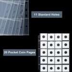 50ct 20-Pocket Coin Pages - Coin Pocket Pages for 2 x 2 Inch Cardboard Coin Holders, 11 Holes for Coin Binder, Coin Collecting Album Protectors, Coin Collection Storage - Image 4