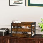 YINMIT Vinyl Record Storage, Large LP Vinyl Record Storage Crate, Metal & Wooden Record Holder, Cube Record Organizer Box, Holds up to 80+ Records - Image 3