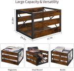 YINMIT Vinyl Record Storage, Large LP Vinyl Record Storage Crate, Metal & Wooden Record Holder, Cube Record Organizer Box, Holds up to 80+ Records - Image 4