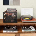 YINMIT Vinyl Record Storage, Large LP Vinyl Record Storage Crate, Metal & Wooden Record Holder, Cube Record Organizer Box, Holds up to 80+ Records - Image 6