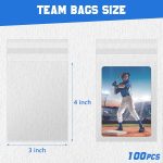 DEDC 100 Pcs Team Bags for Trading Cards, Team Bag Fit 3x4inch 35PT Top Loaders for TCG MTG Shipping Sports Graded Card TOP Loader Sleeves Protector - Image 3