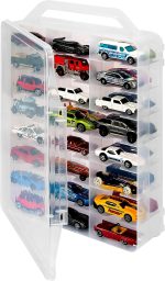Toy Car Storage Case, 48 Slots Double Sided Display Case, Clear | Portable case fits 1:64 diecast cars. Case only, cars not included. Stackable design for collectors and kids. - Image 3