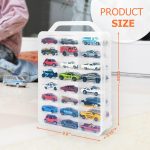 Toy Car Storage Case, 48 Slots Double Sided Display Case, Clear | Portable case fits 1:64 diecast cars. Case only, cars not included. Stackable design for collectors and kids. - Image 4