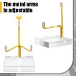 8 Pcs Adjustable Metal Arm Display Stand Crystal Holder Easel Display with Acrylic Base Easel Rock Mineral Stand for Geodes Mineral Agate Collection (Gold,2.36 x 2.36 x 3.54 Inches) - Image 4