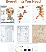 ROKR 3D Wooden Puzzles for Adults-LED Illuminated Wooden Globe Puzzle-Model Building Kits-Room Decor for Teen Girls Boys Women Men - Image 8