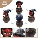 Fantasy Red Dragon Statue with Witch Hat, Mini Resin Dragon Figurine | Desk Bookshelf Ornament, Unique Birthday Gift, Children's Day Gift for Family and Friends - Image 5