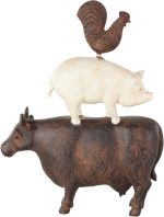 Deco 79 Polystone Farm Animals Decorative Sculpture Stacked Home Decor Statue, Accent Figurine 10" x 3" x 14", Brown - Image 3