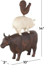 Deco 79 Polystone Farm Animals Decorative Sculpture Stacked Home Decor Statue, Accent Figurine 10" x 3" x 14", Brown - Image 7