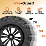 12mm Hex RC Wheels and Tires 1/10 Scale 2.8 RC Truck Tires Wheels for Traxxas Rustler Stampede Hoss 2wd 4x4 vxl Tires Wheels Arrma Tires Wheels Redcat Volcano Tires Preglued - Image 4