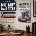 What Is a Veteran Sign, Military Decor and Army Decor Gift | 8x12 Inch military wall decor with combat boots and US flag, ideal for veteran gifts, offices, man caves, memorial spaces. - Image 3