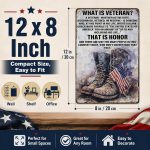 What Is a Veteran Sign, Military Decor and Army Decor Gift | 8x12 Inch military wall decor with combat boots and US flag, ideal for veteran gifts, offices, man caves, memorial spaces. - Image 4