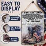 What Is a Veteran Sign, Military Decor and Army Decor Gift | 8x12 Inch military wall decor with combat boots and US flag, ideal for veteran gifts, offices, man caves, memorial spaces. - Image 5