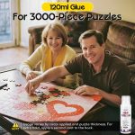YAKAMOZ Jigsaw Puzzle Glue Clear with Silicone Brush, Sponge Head, 120mL | Clear Drying Formula | Protect Finished Puzzle Artwork | Easy Sponge Head Application - Image 3
