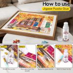 YAKAMOZ Jigsaw Puzzle Glue Clear with Silicone Brush, Sponge Head, 120mL | Clear Drying Formula | Protect Finished Puzzle Artwork | Easy Sponge Head Application - Image 6