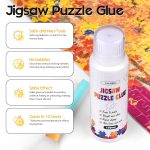 YAKAMOZ Jigsaw Puzzle Glue Clear with Silicone Brush, Sponge Head, 120mL | Clear Drying Formula | Protect Finished Puzzle Artwork | Easy Sponge Head Application - Image 7