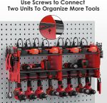 CCCEI Wall Mount Modular Tool Charging Organizer, Red, 1 Pack, 3 Tier. | Drill Battery Storage Rack with Hooks, Garage Workshop, Gifts for Men, Dad, Husband Anniversary, Birthday, Christmas - Image 6