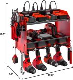 CCCEI Wall Mount Modular Tool Charging Organizer, Red, 1 Pack, 3 Tier. | Drill Battery Storage Rack with Hooks, Garage Workshop, Gifts for Men, Dad, Husband Anniversary, Birthday, Christmas - Image 8