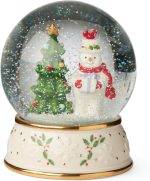 Lenox Happy Holly Days Christmas Snow Globe | porcelain and glass with enamel detail | 5 x 4 x 4 inch size | festive holiday collectible decor | 5 inch - Image 3