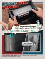 INMAKER Comic Book Storage Box, Holds Up to 150 Comics (Matte Black) | 1PC, Acid Free Plastic Book Bin with 2 Adjustable Dividers - Image 3