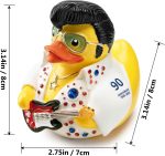 Elvis Duck Figurine, White Jumpsuit Design with Rhinestones, Decorative Collectible, 3.14 x 3.14 x 2.75 inches - Image 3